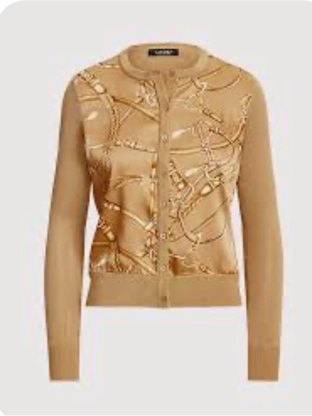 Lauren Ralph Lauren Camel Printed Button-Front Cardigan